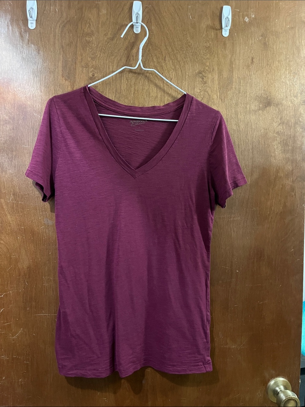 Arizona Jean Company Women's Short Sleeve V-Neck Tee in Plum